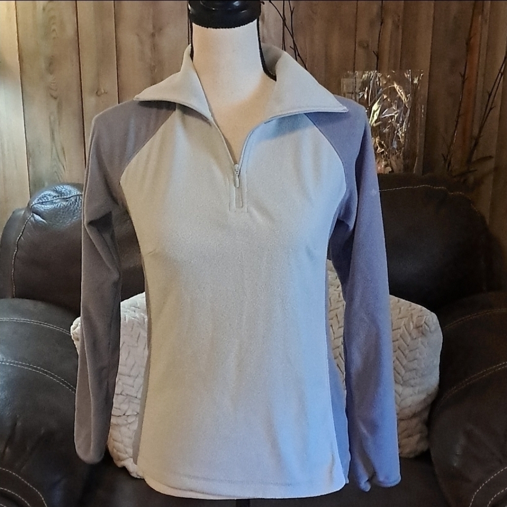 Columbia Artic Air Fleece 1/4 Zip Pullover Women Size XS Gray Blue Jacket Hiking